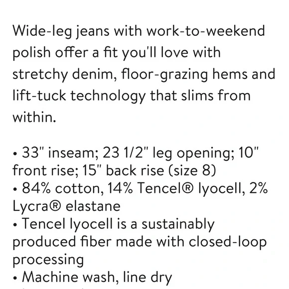 Like new Teresa Wide Leg Jean by NYDJ - Picture 4 of 5